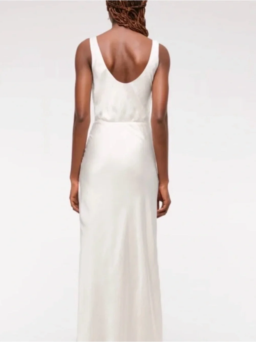 Abercrombie and fitch Elegant Ivory Cowl Neck Evening Dress with Side Thigh Slit